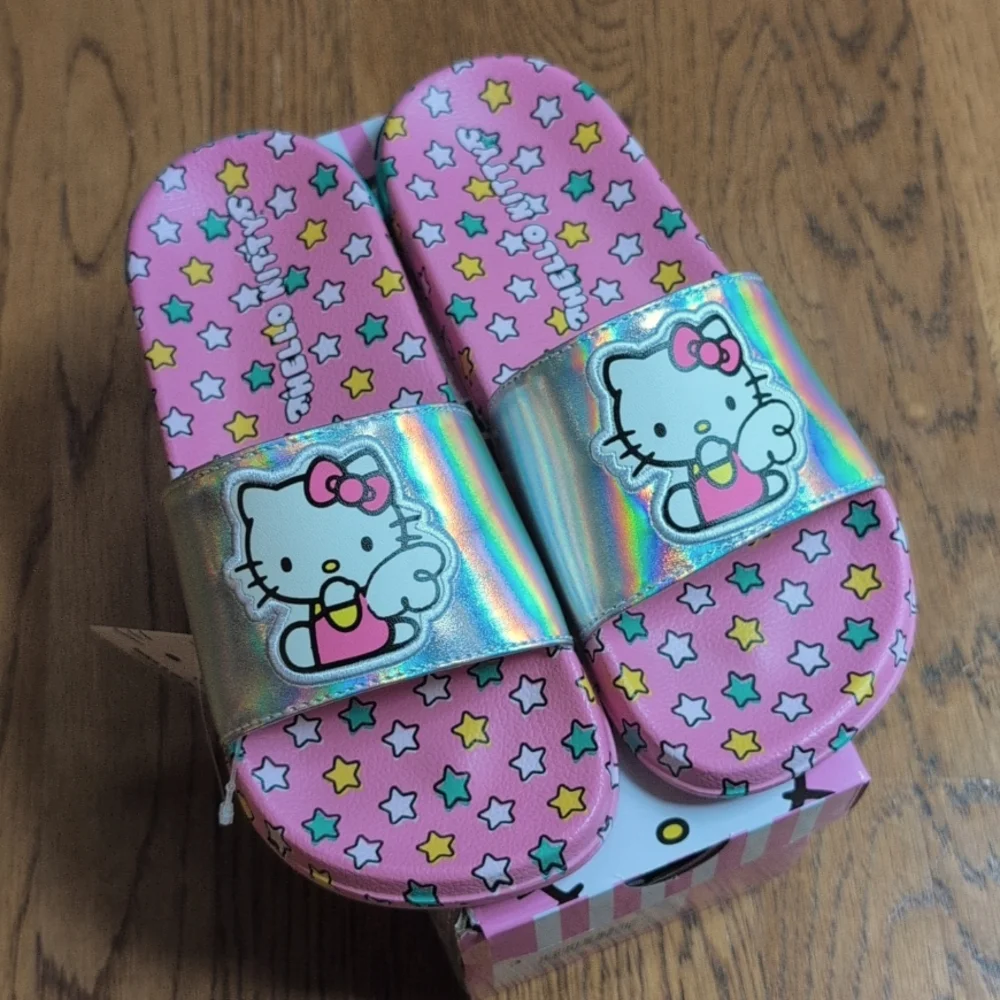 NIB Hello Kitty Multicolor Slide Sandals Angel Hello Kitty Kids Size 3 Ground Up